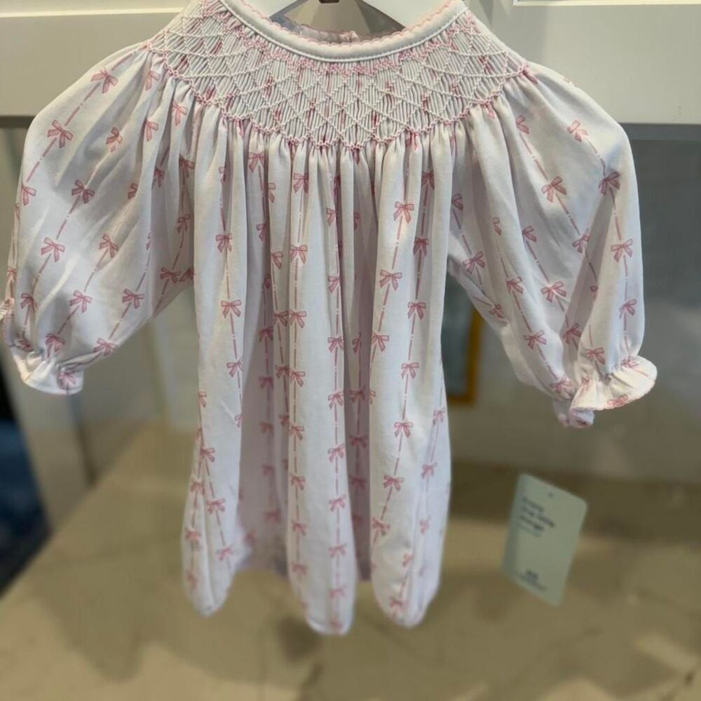 Magnolia Baby Girls Pink and White Bow Bubble with snaps